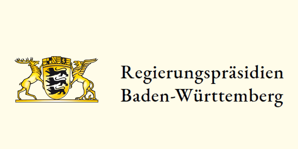 Großes Landeswappen Baden-Württemberg mit Schriftzug Regierungspräsidien Baden-Württemberg